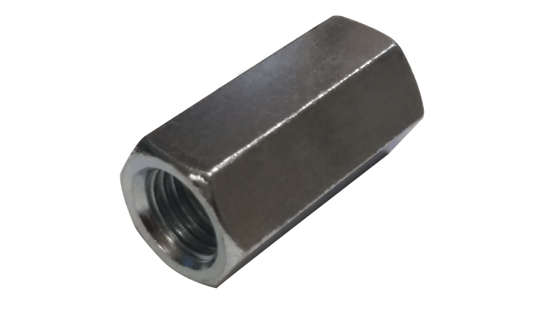 1/2"-20 X 1 1/4" (5/8" AF) Hex Coupling Nuts / Low Carbon Steel / Zinc