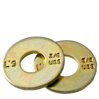 7/16" Flat Washer, USS / 1.250" OD / 0.083" Thick / Alloy Steel / Zinc Yellow / Made in USA / DFAR Compliant