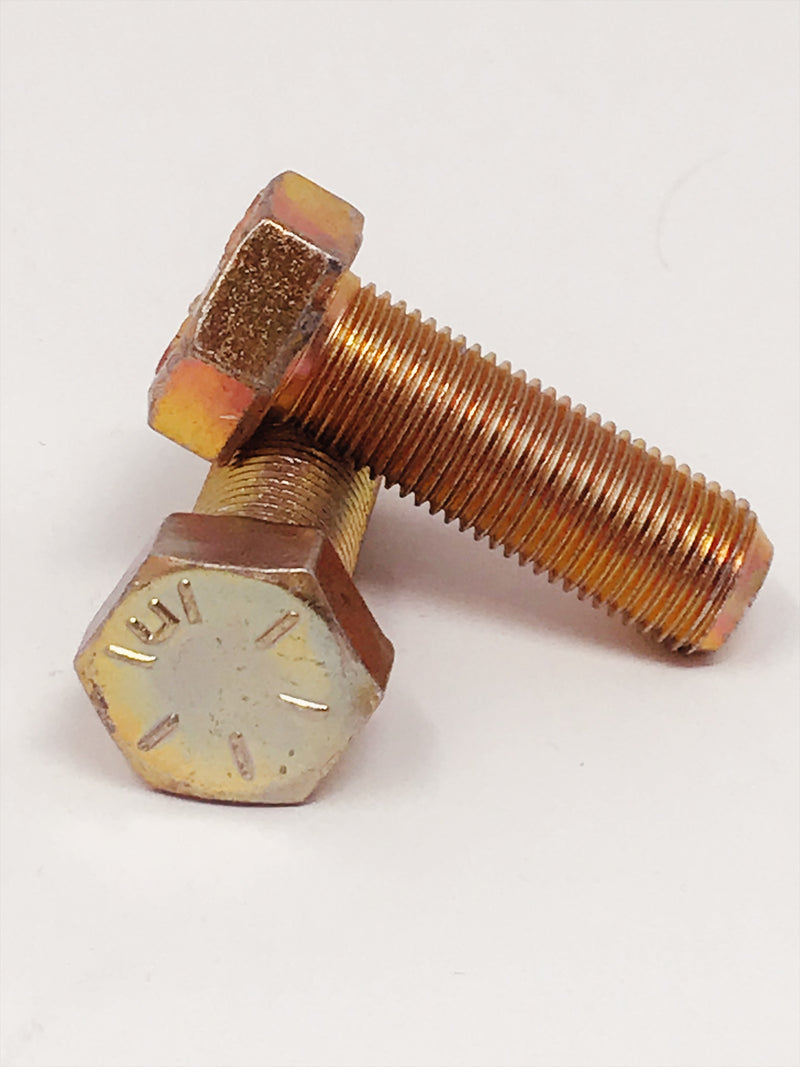 1 1/4"-12 x 4" Hex Cap Screws / Medium Carbon Steel / Grade 8 / Zinc Yellow / Made in USA / DFAR Compliant