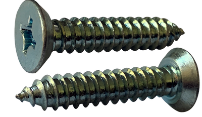 #10 x 1 1/2" Type A Phillips Flat Undercut Head Self-Tapping Screws, Full Thread / Low Carbon Steel / Zinc / Made in USA