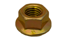 M10-1.5 Hex Flange Nuts / Non-Serrated / Class 10 / Zinc Yellow / DIN6923