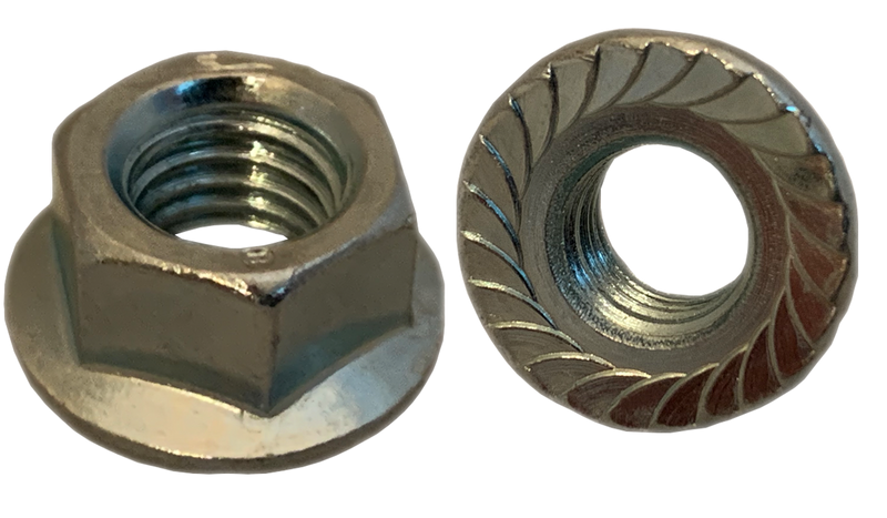 M4-0.7 Hex Flange Locknuts / Serrated / Class 8 / Zinc / DIN6923
