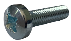 M1.#6-0.35 x 4 mm Machine Screws / Pozi (Type Z) / Pan Head / Steel / Zinc / DIN7985A