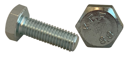 M4-0.7 x 16mm Hex Cap Screws, Full Thread / Class 8.8 Steel / Zinc / DIN 933