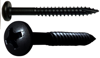 #6 x 1 1/2" (#7 Head) Deep Thread Wood Screws / Face Framing / Phillips / Pan Head / Type 17 / Low Carbon Steel / Black Oxide