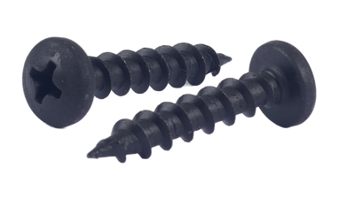 #6 x 7/8" Deep Thread Wood Screws / Phillips / Pan Head / Low Carbon Steel / Black Oxide