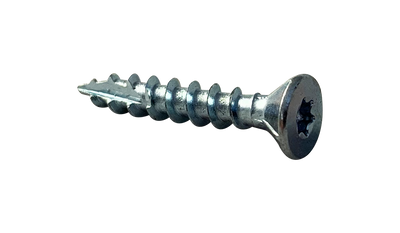#8 x 1" Deep Thread Wood Screws / Torx/Six-Lobe / Flat Head / Type 17 Pt / Low Carbon Steel / Zinc / With Nibs