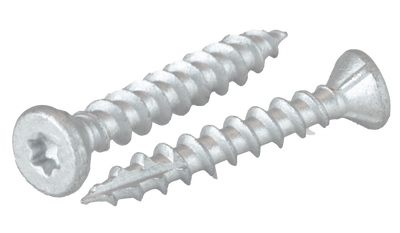 #9 x 3" Deck Screws / Torx/Six-Lobe / Flat Head / Type 17 Pt / Low Carbon Steel / High Corrosion Resistant Silver Zinc / With Nibs / Zinc High Corrosion Silver