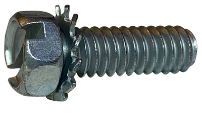 #10-24 x 1/2" SEMS Screws / External Tooth Washer / Slotted / Hex Head / Low Carbon Steel / Zinc