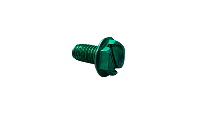 #10-24 x 1/2" Type F Grounding Thread Cutting Screws / Slotted / Hex Washer Head / Low Carbon Steel / Zinc Green