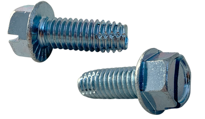 #10-24 x 2" Type F Thread Cutting Screws / Slotted / Hex Washer Head / Low Carbon Steel / Zinc / Serrated