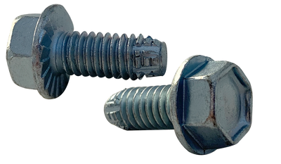 1/2"-13 x 1" Type F Thread Cutting Screws / Unslotted / Hex Washer Head / Low Carbon Steel / Zinc / Serrated / Made in USA