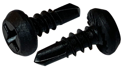#6-20 x 7/16" Drill Point #2 Pan Head Self-Drilling Screws, Full Thread / Low Carbon Steel / Black Phosphate
