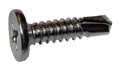 #10 x 1 1/2" Phillips Pancake Head Self-Drilling Screws, Full Thread / 18-8 Stainless Steel / Passivated