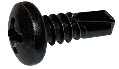 #10 x 1 1/2" Phillips Pan Head Self-Drilling Screws, Full Thread / Low Carbon Steel / Black Oxide
