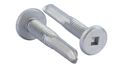 #12-24 x 2" Drill Point #5 Square Pancake Head Self-Drilling Screws, Full Thread / Low Carbon Steel / Zinc High Corrosion Silver