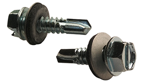 #14 x 2" Slotted Hex Washer Head Self-Drilling Screws, Full Thread / Low Carbon Steel / Zinc / 1/4-14 Pitch / Bonded Neoprene Washer