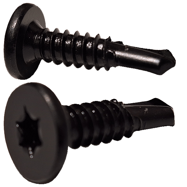 #10 x 1 1/2" Self-Drilling Screws / Six-Lobe (Torx®) / Pancake Head / Steel / Black Oxide
