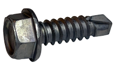 #14 x 7/8" Drill Point #1 Hex Washer Head Self-Drilling Screws, Full Thread / Low Carbon Steel / Zinc High Corrosion Silver