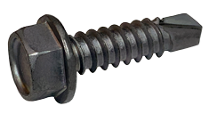 #14 x 2 7/32" Drill Point #2 Hex Washer Head Self-Drilling Screws / Low Carbon Steel / Zinc High Corrosion Silver