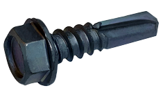 #12 x 7/8" Drill Point #4 Hex Washer Head Self-Drilling Screws, Full Thread / Low Carbon Steel / Zinc High Corrosion Silver