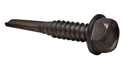 #14 x 2" Drill Point #5 Hex Washer Head Self-Drilling Screws, Full Thread / Low Carbon Steel / Zinc High Corrosion Silver