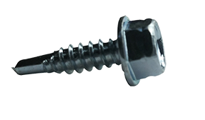 #10 x 1 1/2" Drill Point #3 Hex Washer Serrated Self-Drilling Screws / Low Carbon Steel / Zinc