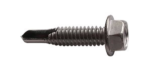 #12-24 x 3/4" Hex Washer Head Self-Drilling Screws, Full Thread / 18-8 Stainless Steel / Passivated