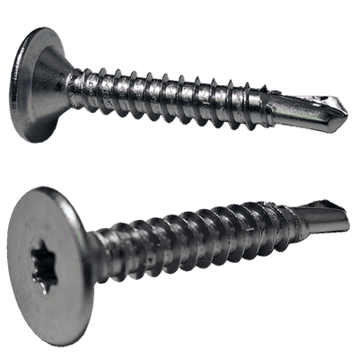 #10 x 1 1/2" Torx Wafer Head Self-Drilling Screws, Full Thread / 410 Stainless Steel / Passivated