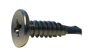 #10 x 1 1/2" Combo (Phillips/Square) Pancake Head Self-Drilling Screws, Full Thread / 410 Stainless Steel / Passivated