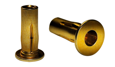 5/16"-18 (Max Grip .280) Large Flange Blind Threaded Inserts / Pre-Bulbed / Low Carbon Steel / Zinc Yellow
