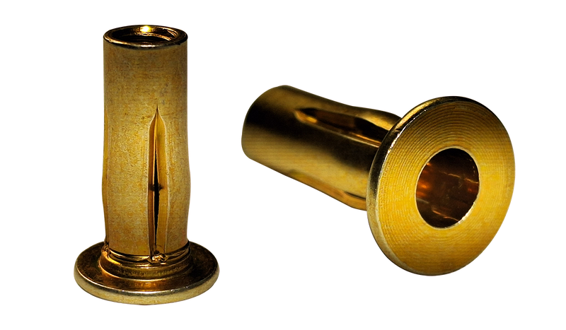 5/16-18 (Max Grip .280) Large Flange Blind Threaded Inserts / Pre-Bulbed / Steel / Zinc Yellow