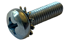M3-0.5 x 12 mm SEMS Screws / External Tooth Washer / Phillips / Pan Head / Steel / Zinc