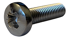 M2.#5-0.45 x 25 mm Machine Screws / Pozi (Type Z) / Pan Head / 18-8 Stainless Steel (A2) / DIN7985A