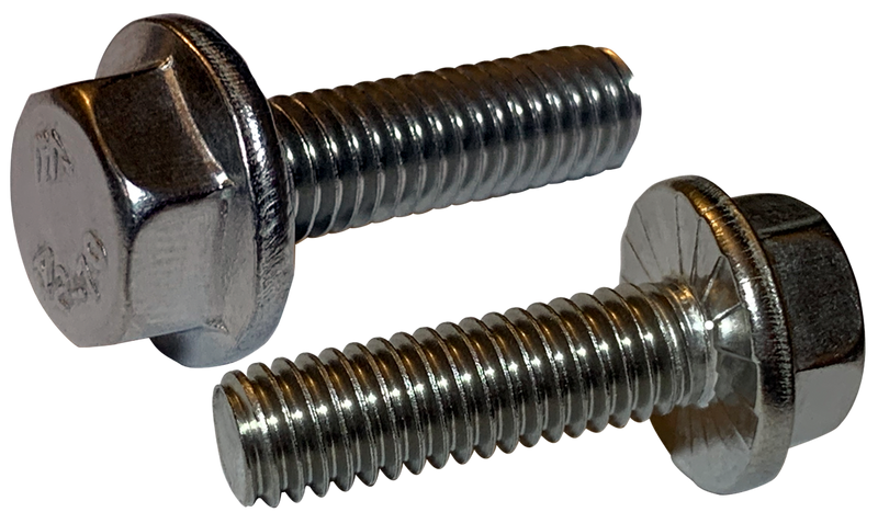 M6-1.0 x 12 mm Hex Flange Bolts / Serrated / 18-8 Stainless Steel (A2) / DIN6921