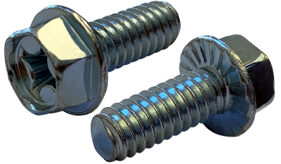 #10-24 x 1" Phillips Hex Washer Serrated Machine Screws, Full Thread / Low Carbon Steel / Zinc