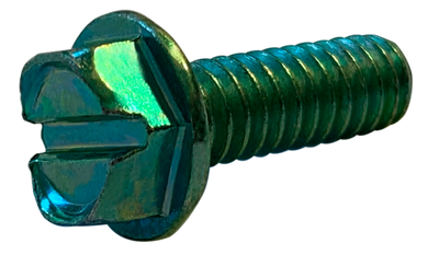 #10-24 x 1/2" Slotted Hex Washer Head Machine Screws, Full Thread / Low Carbon Steel / Zinc Green