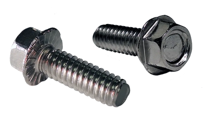 #10-24 x 1/2" Hex Washer Serrated Machine Screws, Full Thread / 18-8 Stainless Steel / Passivated
