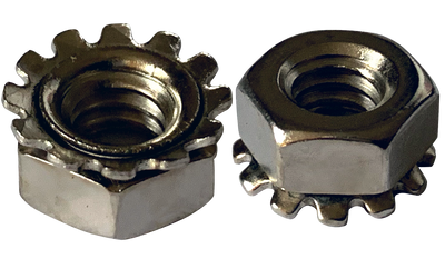 1/4"-20 Hex Keps Nuts / Low Carbon Steel / Nickel
