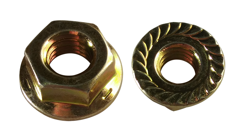 3/8-16 Serrated Hex Flange Locknuts / Grade 5 / Zinc Yellow