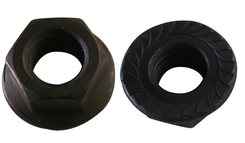 5/16-18 Serrated Hex Flange Locknuts / Grade 8 / Black Phos