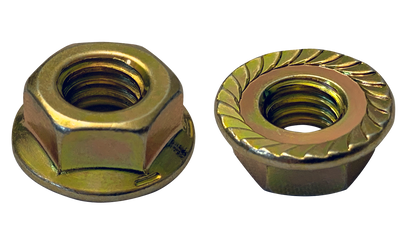 1/4"-20 Serrated Hex Flange Locknuts / Grade 8 / Zinc Yellow