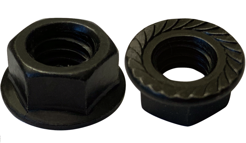 1/4-20 Serrated Hex Flange Locknuts / Steel / Black Oxide