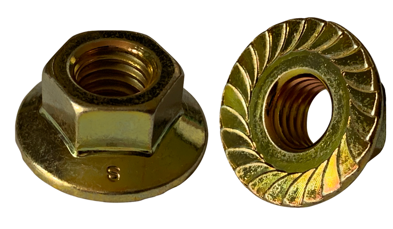 1/4-20 Large Flange Hex Flange Locknuts / Serrated / Grade 8 / Zinc Yellow