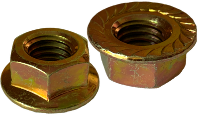 1/4"-20 Serrated Hex Flange Locknuts / Low Carbon Steel / Zinc Yellow