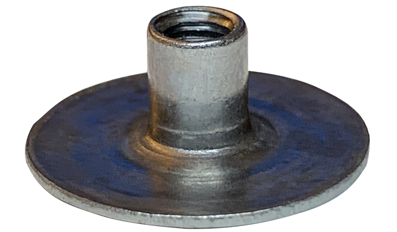 #8-32 Round Base Weld Nuts / No Projections / Steel / Plain / 1/4