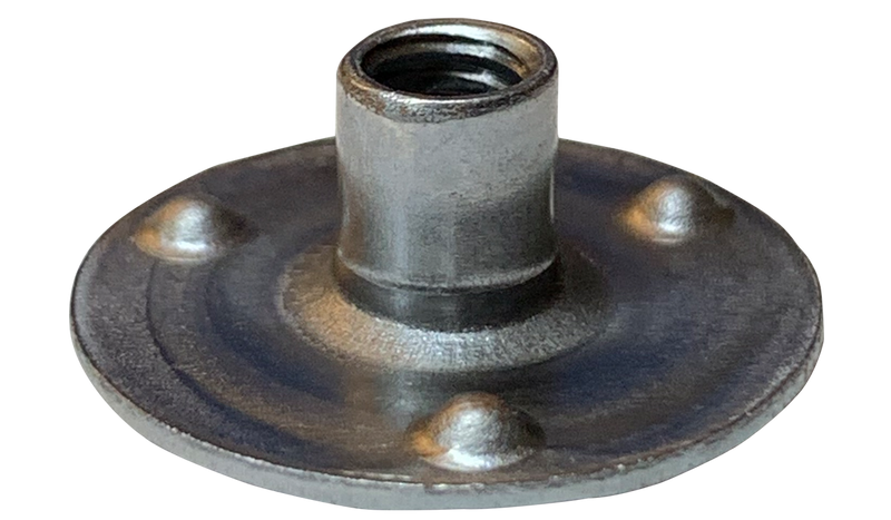 #8-32 Round Base Weld Nuts / 3 Projections / Steel / Plain / 1/4