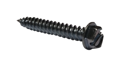 #7-16 x 1/2" Slotted Hex Washer Head Self-Piercing Screws, Full Thread / Low Carbon Steel / Zinc