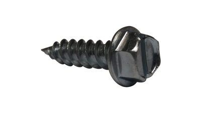 1/4" x 1" Slotted Hex Washer Head Self-Piercing Screws, Full Thread / Low Carbon Steel / Zinc