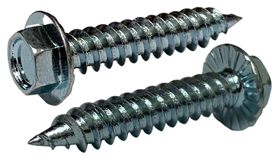 #10 x 1 1/2" Hex Washer Serrated Self-Piercing Screws / Low Carbon Steel / Zinc
